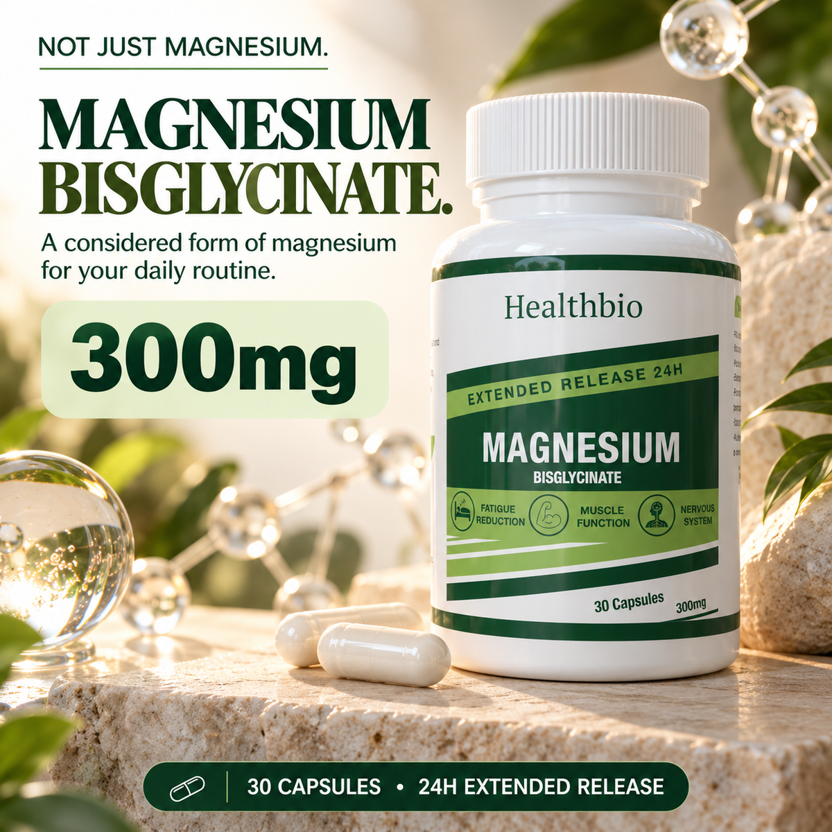 Magnesium Bisglycinate 300mg — 24h Extended Release